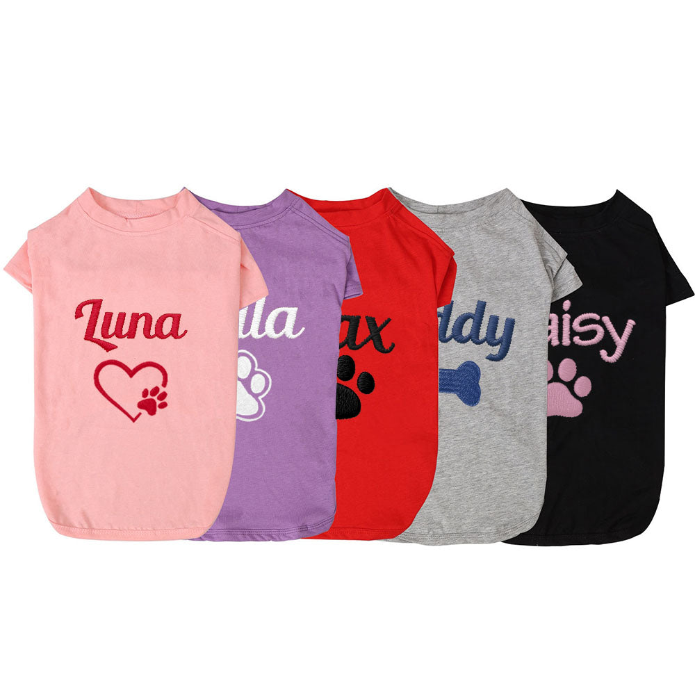 Personalisiertes besticktes Haustier-Sommer-T-Shirt mit Namen | inCloth75