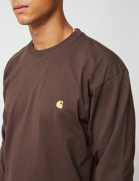 Chase Langarm-T-Shirt - Dunkelumberbraun