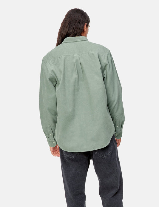 Chemise en velours côtelé Madison - Vert sauge/Noir