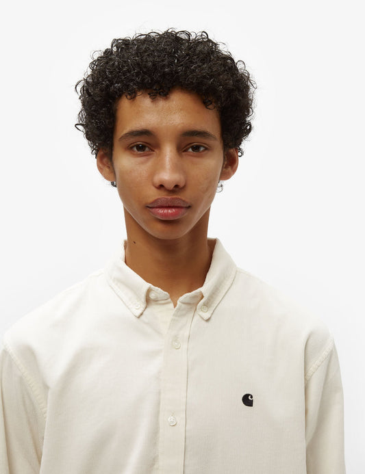 Chemise en velours côtelé Madison (coupe regular) - Cire/Noir