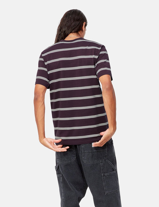 T-shirt Glover rayé - Violet prune foncé/Cire/Cire