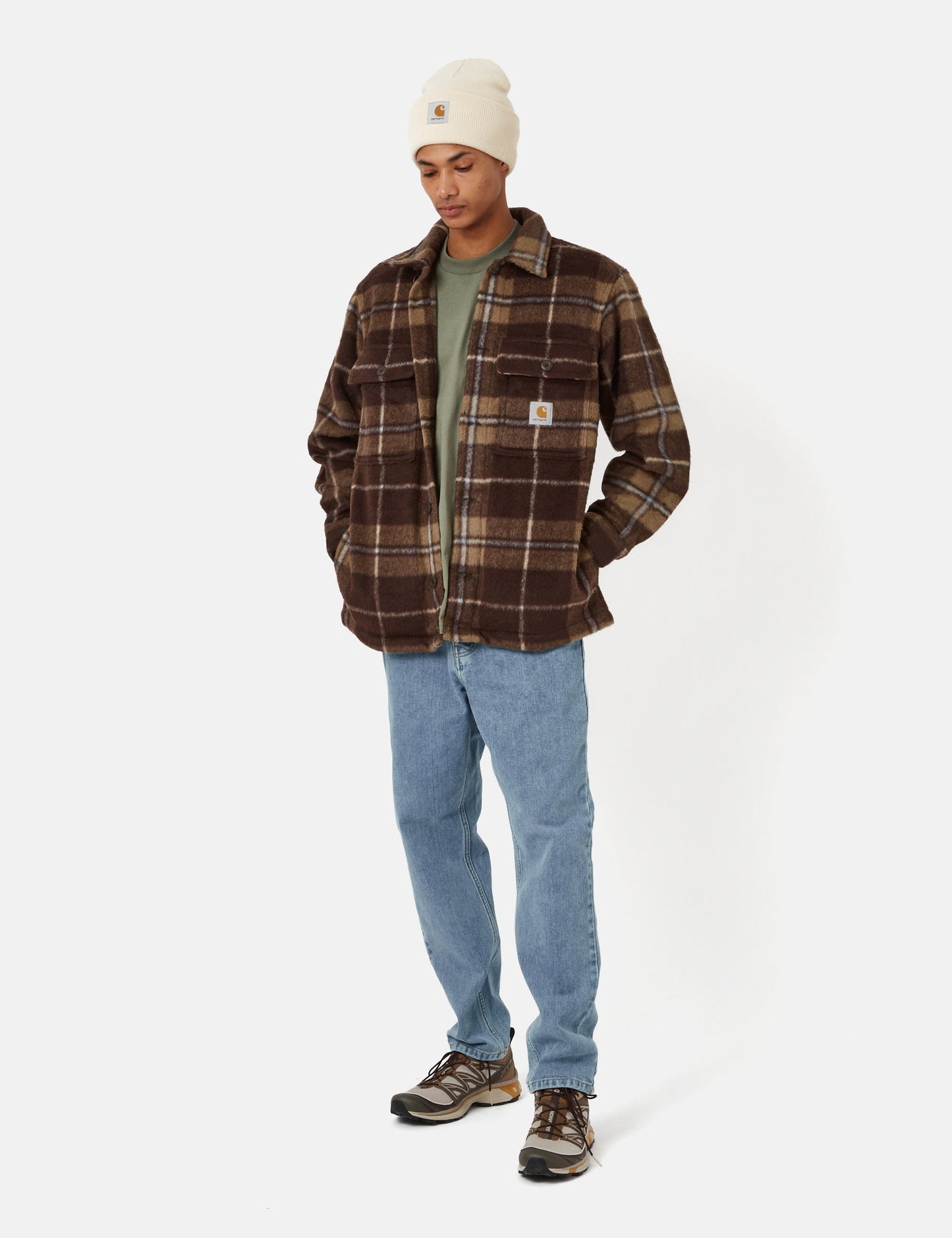 Manning Check Overshirt – Dunkles Umbra-Braun/Leder