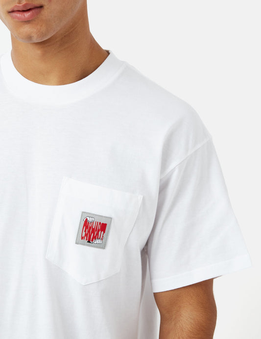 T-shirt extensible à poche (Normal/Biologique) - Blanc
