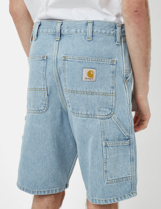 Shorts à genoux simples (Biologiques) - Délavé à la pierre bleu foncé