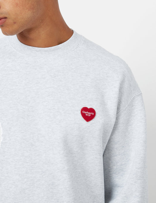 Sweat-shirt Cœur - Gris chiné