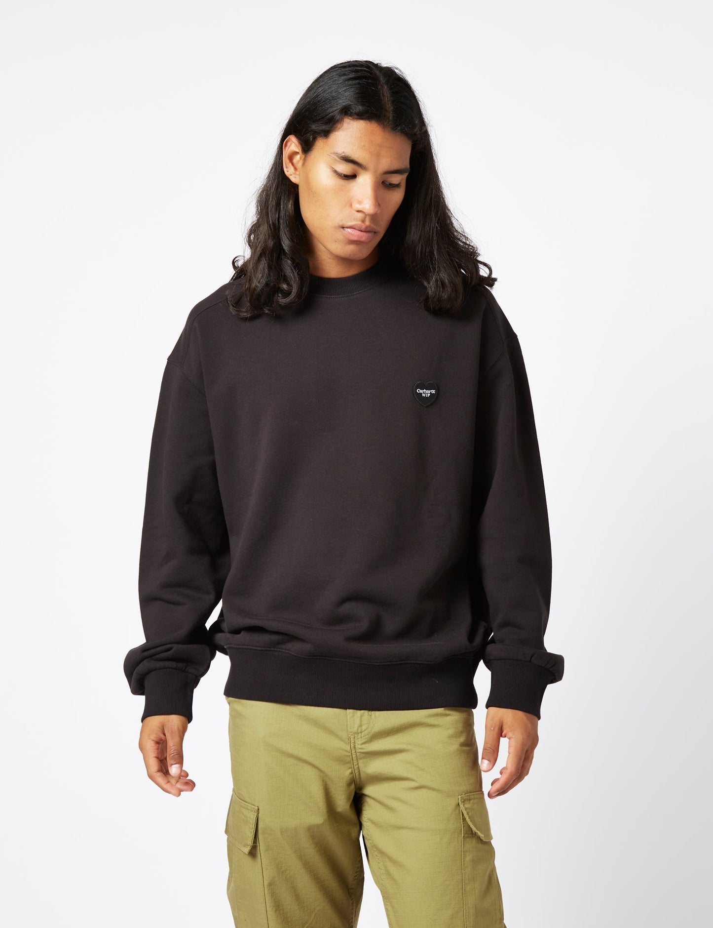 Sweat-shirt brodé cœur – Marron Hamilton Poussière