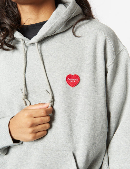Sweat à capuche écusson cœur - Gris chiné