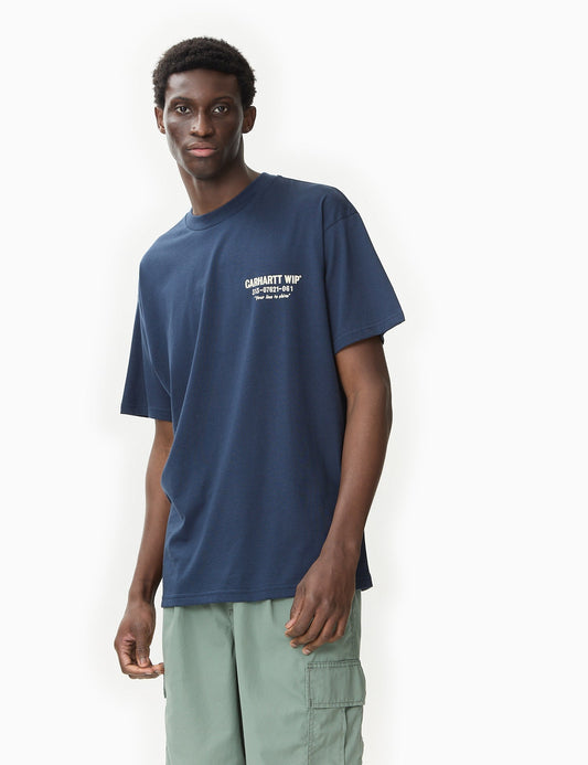 T-shirt Less Troubles (ample) - Bleu/Cire