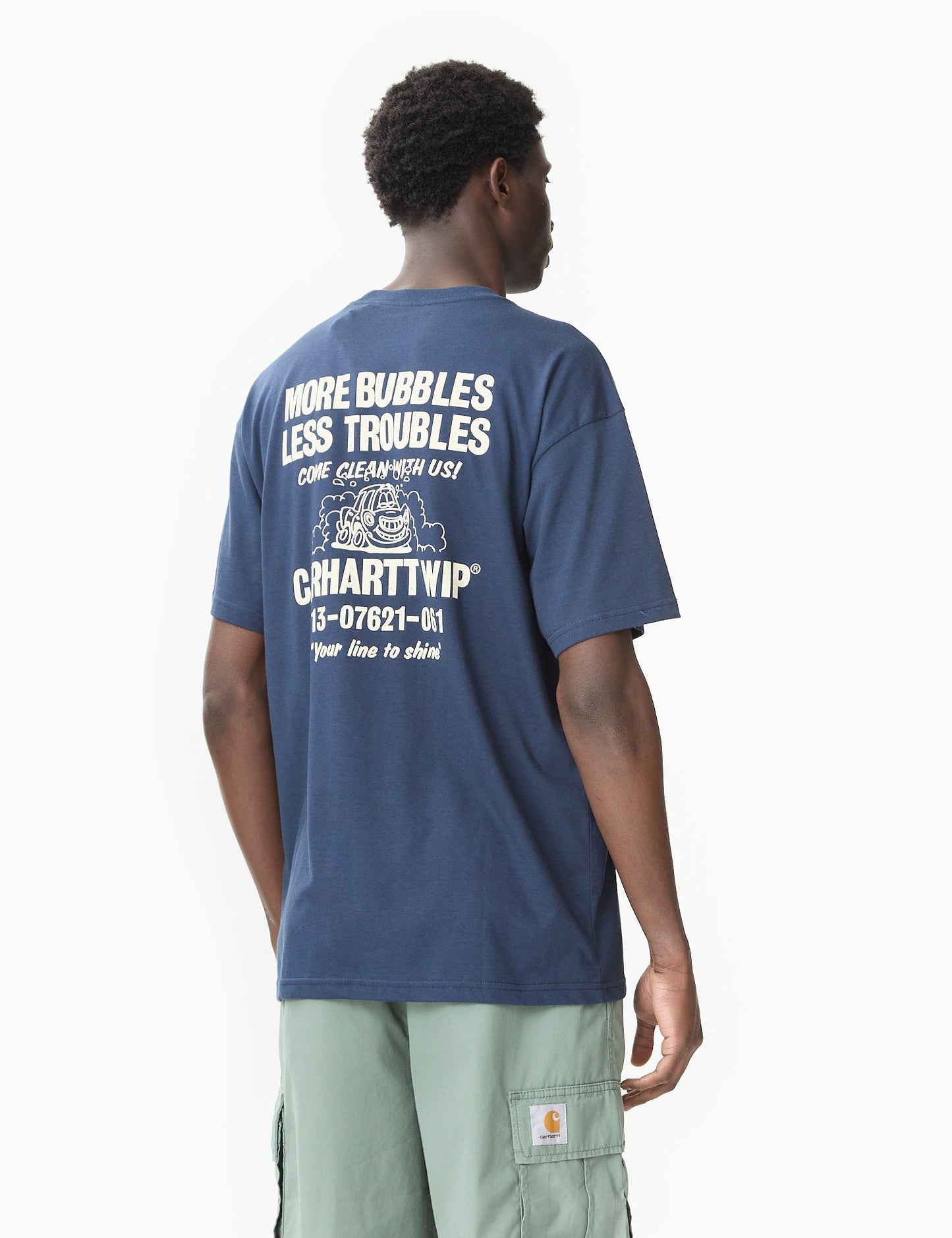 T-shirt Less Troubles (ample) - Blanc/Noir