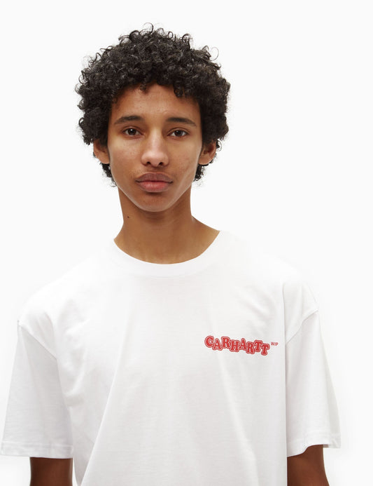 Fast-Food-T-Shirt (locker) – Weiß/Rot