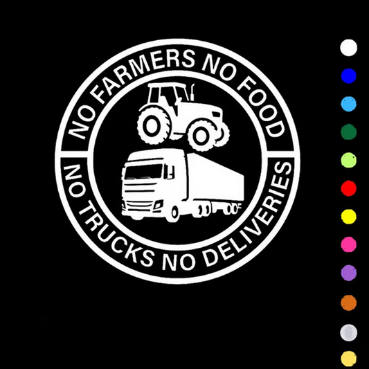 Autocollant Voiture : Pas de paysans, pas de nourriture - Pas de camions, pas de livraisons