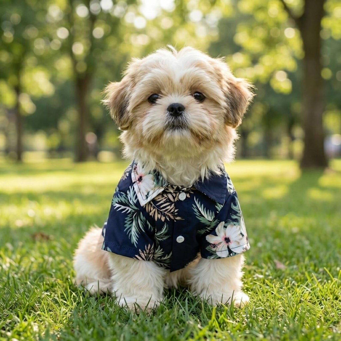 T-shirt Hawaïen Personnalisé pour Animaux avec Patch en Cuir et Nom | inCloth57