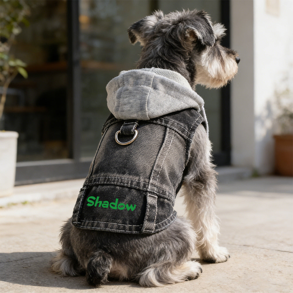Veste à capuche en jean personnalisée pour animaux de compagnie | inCloth60