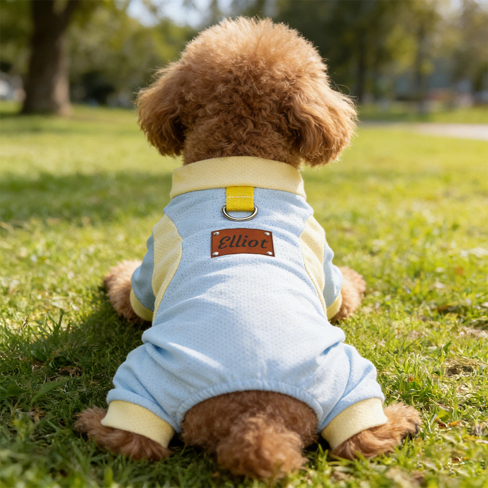 Combinaison Respirante d'Été pour Animaux de Compagnie avec Écusson en Cuir Personnalisé | inCloth64