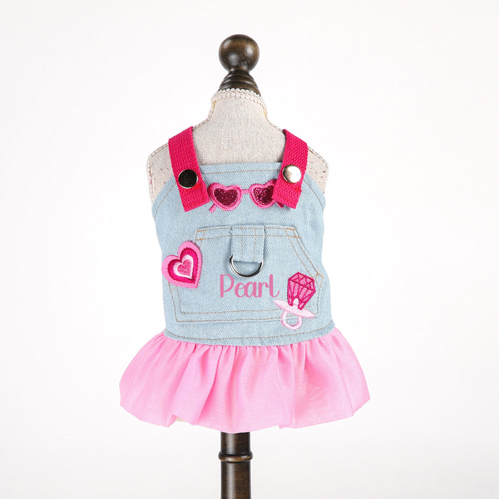 Personalisiertes Namens-Hunde-Jeanskleid & Hut-Set | inCloth67