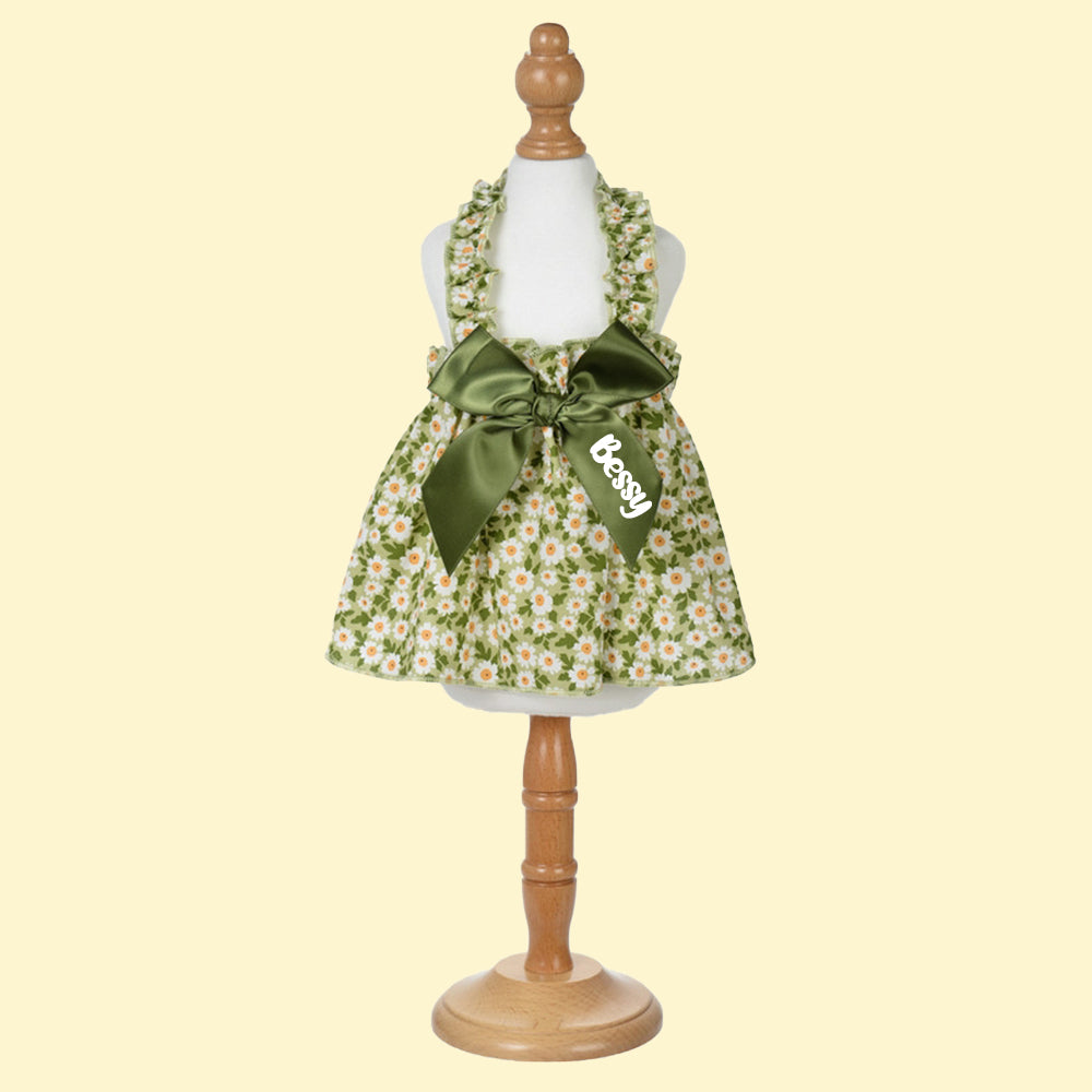 Personalisiertes Blumenkleid mit Schleife für Haustiere | inCloth12