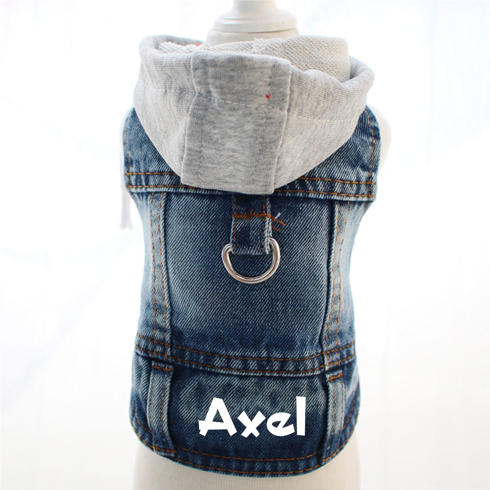 Veste à capuche en jean personnalisée pour animaux de compagnie | inCloth60