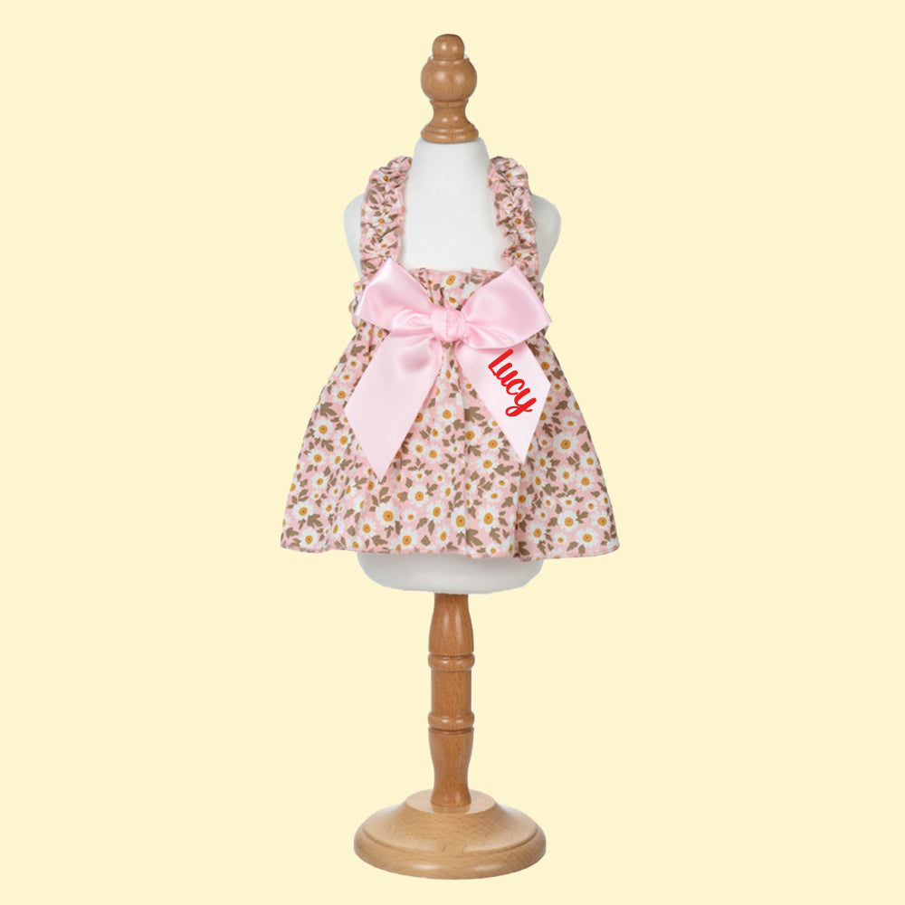 Personalisiertes Blumenkleid mit Schleife für Haustiere | inCloth12