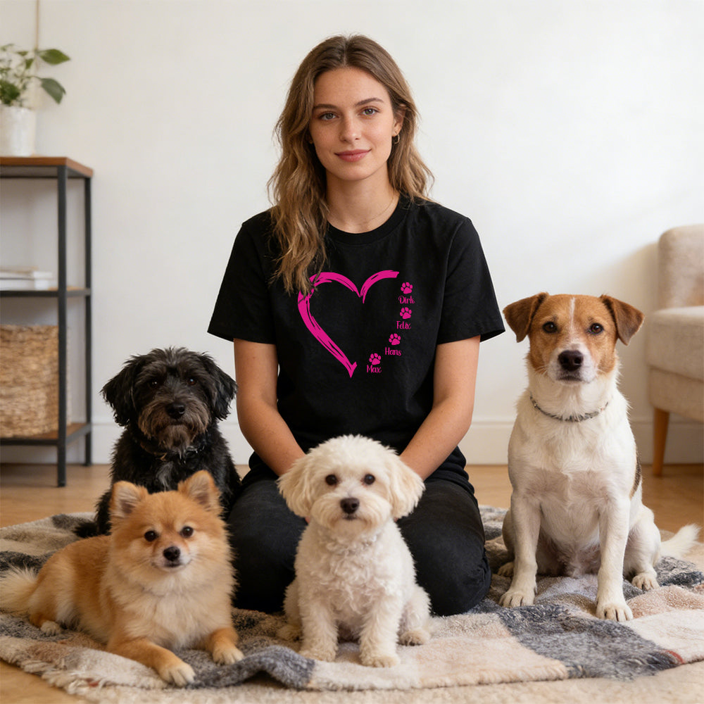 Personalisiertes Muttertag Haustier Mama Herz T-Shirt | inCloth58