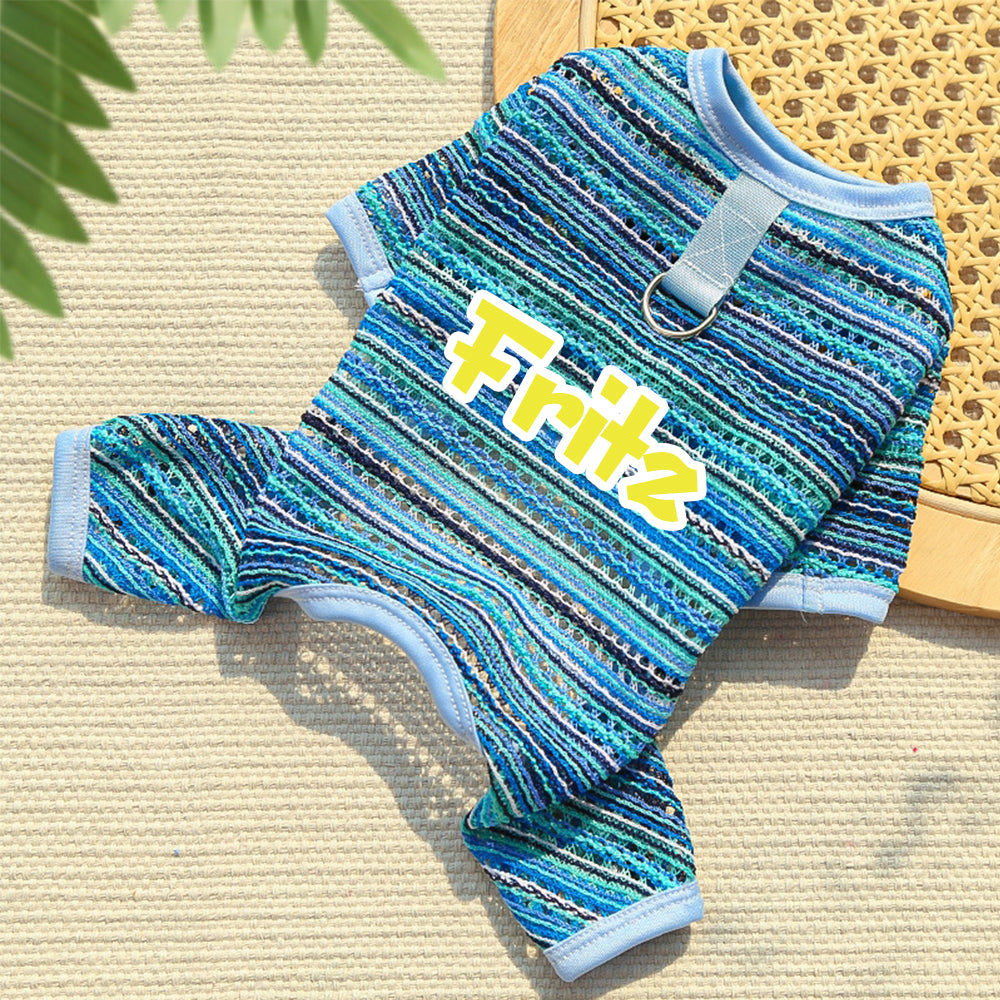 Personalized Name Striped Dog Jumpsuit | inCloth47