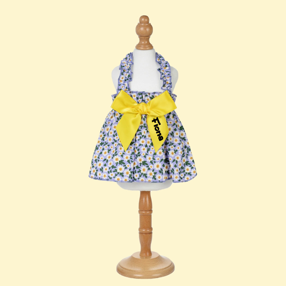 Personalisiertes Blumenkleid mit Schleife für Haustiere | inCloth12