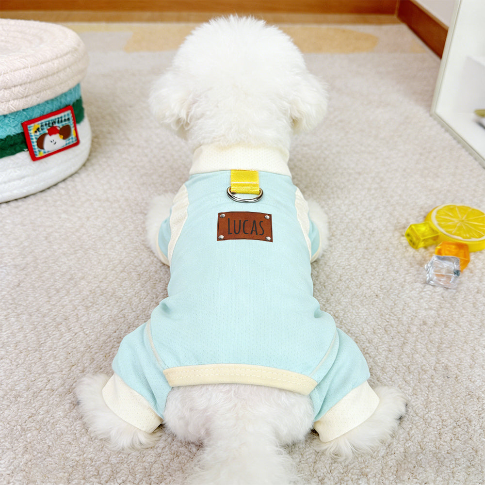 Combinaison Respirante d'Été pour Animaux de Compagnie avec Écusson en Cuir Personnalisé | inCloth64