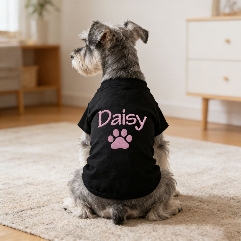 Personalisiertes besticktes Haustier-Sommer-T-Shirt mit Namen | inCloth75