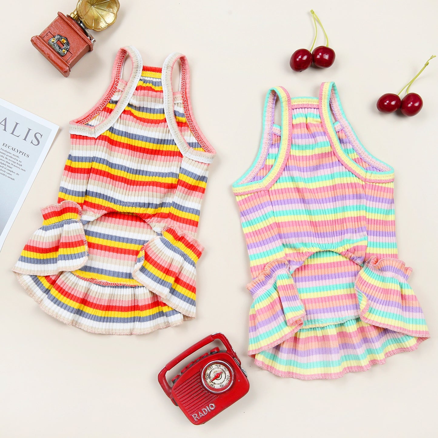Personalized Name Pet Summer Rainbow Striped Dress | inCloth69