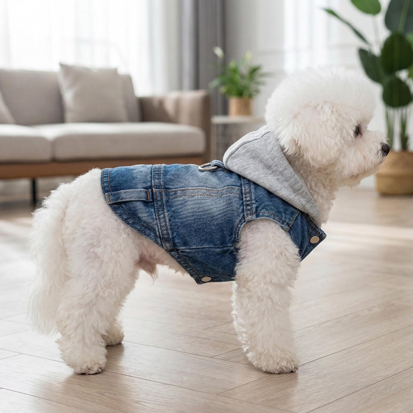 Veste à capuche en jean personnalisée pour animaux de compagnie | inCloth60