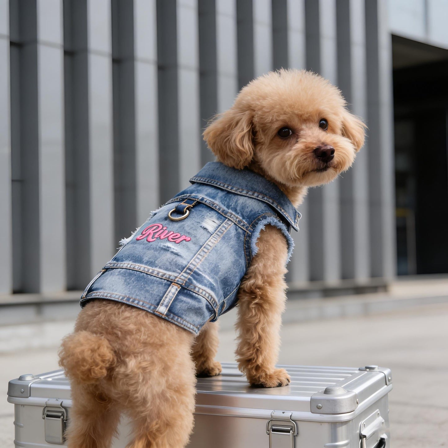 Gilet en jean personnalisé brodé avec nom pour animaux de compagnie | inCloth63