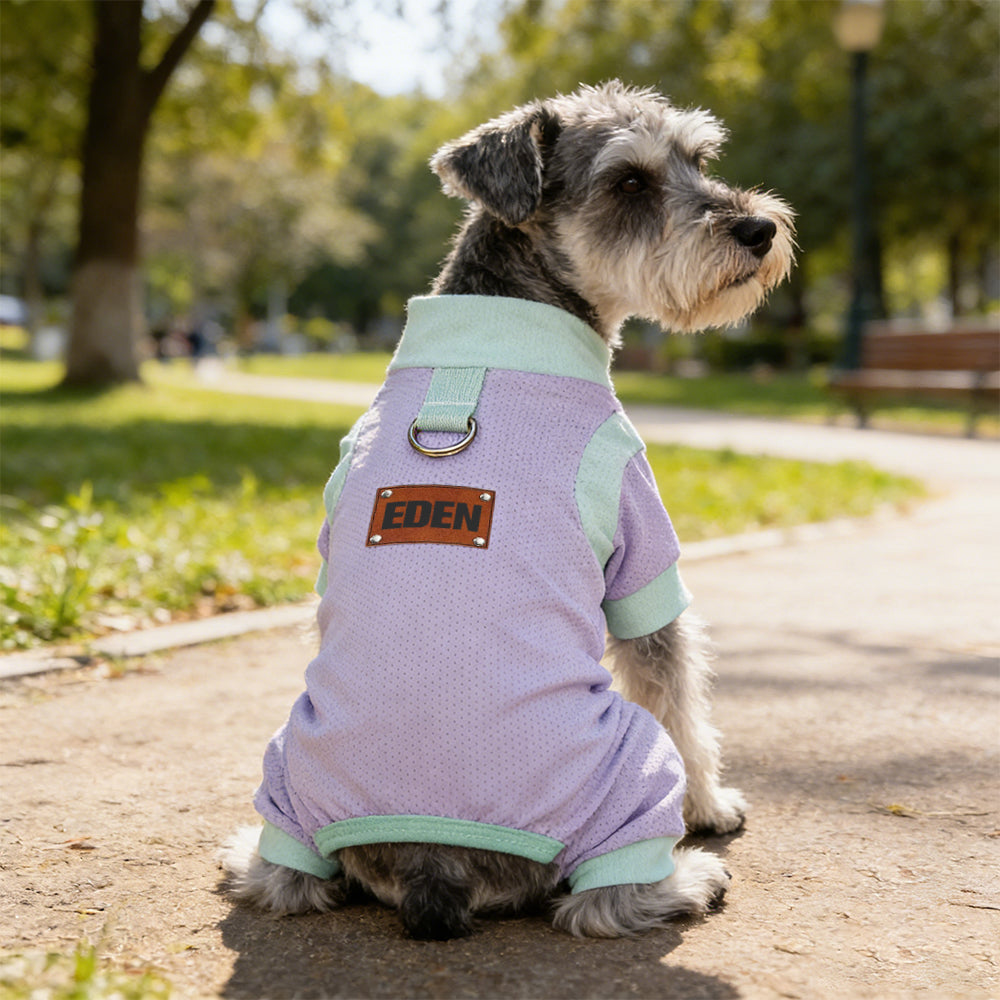 Combinaison Respirante d'Été pour Animaux de Compagnie avec Écusson en Cuir Personnalisé | inCloth64