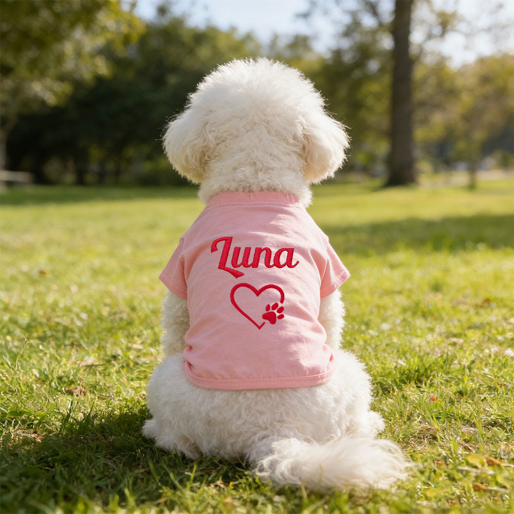 Personalisiertes besticktes Haustier-Sommer-T-Shirt mit Namen | inCloth75