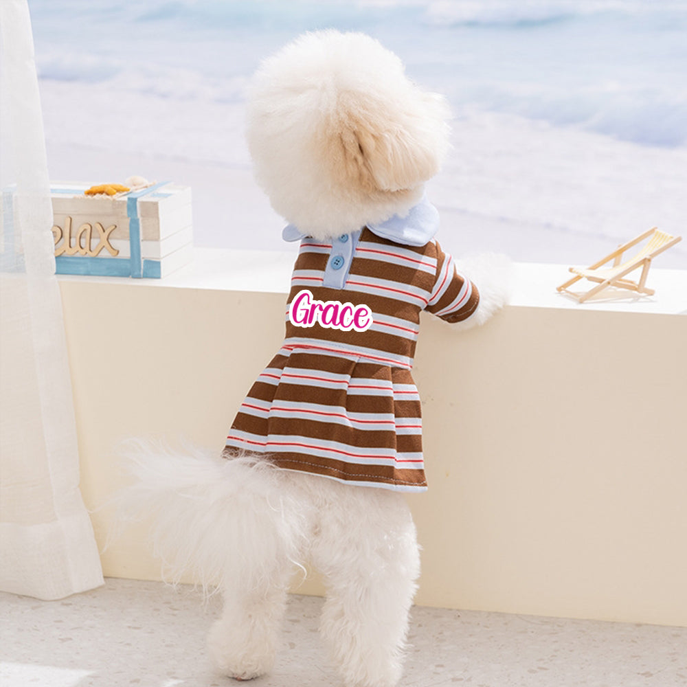 Personalized Name Summer Pet Striped Dress | inCloth48