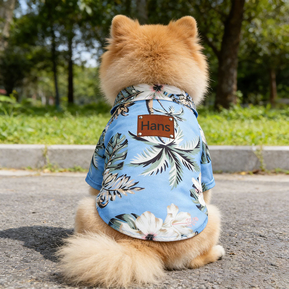 T-shirt Hawaïen Personnalisé pour Animaux avec Patch en Cuir et Nom | inCloth57