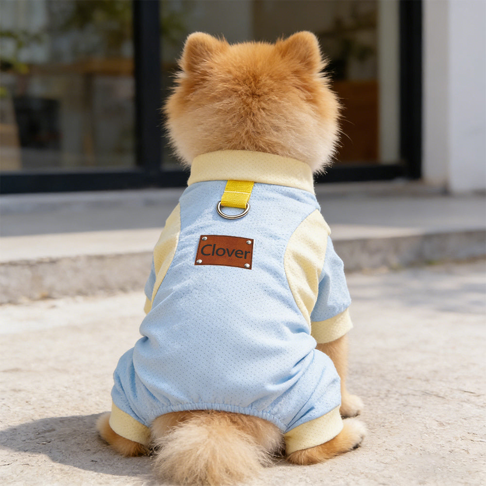 Combinaison Respirante d'Été pour Animaux de Compagnie avec Écusson en Cuir Personnalisé | inCloth64