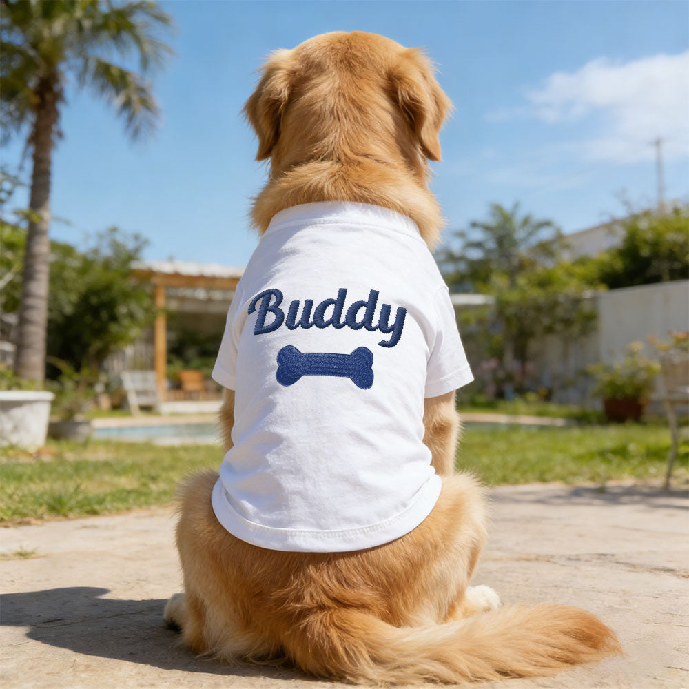 Personalisiertes besticktes Haustier-Sommer-T-Shirt mit Namen | inCloth75