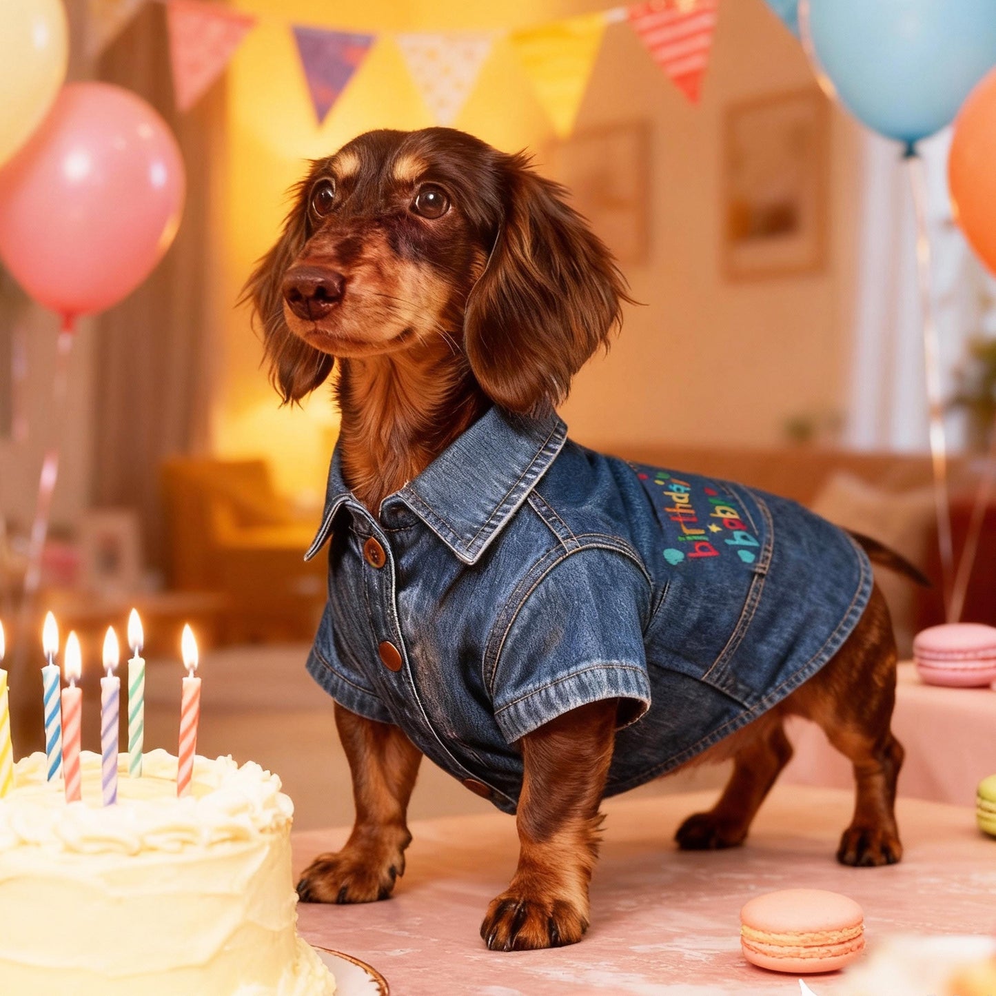 Veste en jean personnalisée brodée avec nom pour l'anniversaire de votre animal | inCloth68