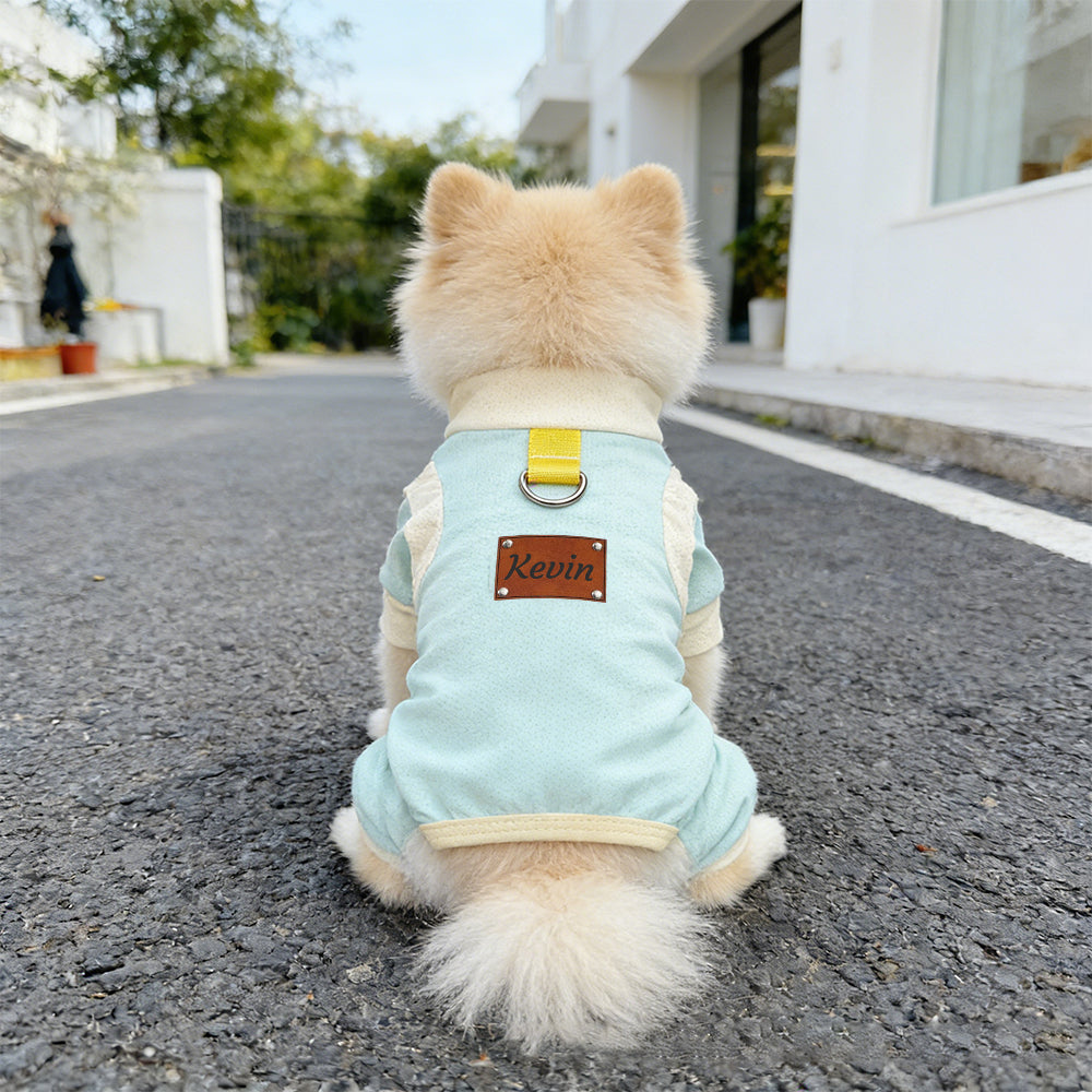 Combinaison Respirante d'Été pour Animaux de Compagnie avec Écusson en Cuir Personnalisé | inCloth64