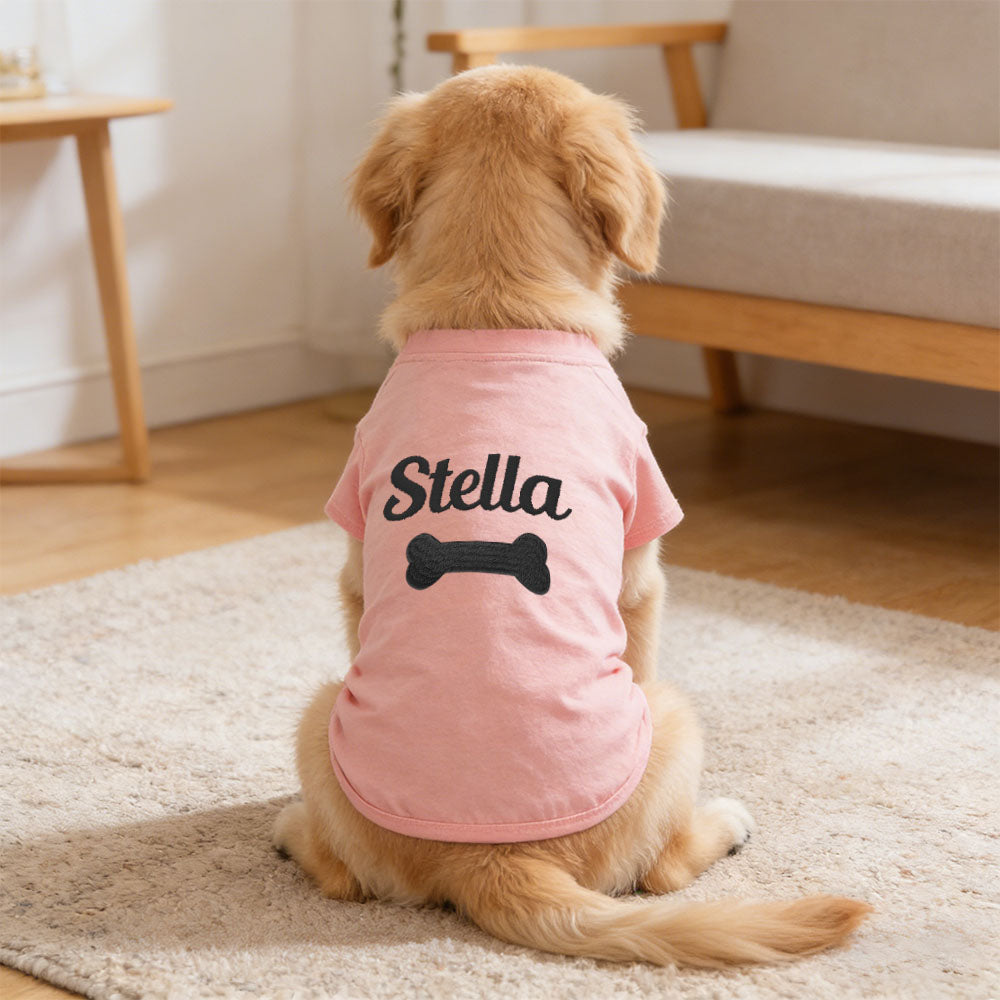 Personalisiertes besticktes Haustier-Sommer-T-Shirt mit Namen | inCloth75