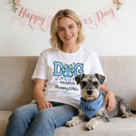 Personalisiertes Muttertags-Hundemama-Shirt und Haustier-Halstuch | inCloth45