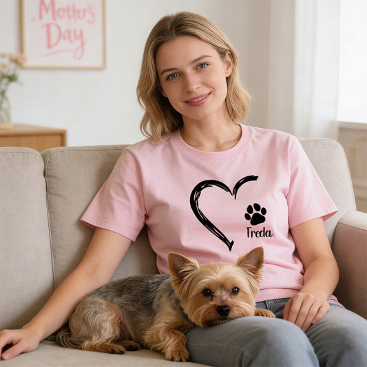Personalisiertes Muttertag Haustier Mama Herz T-Shirt | inCloth58