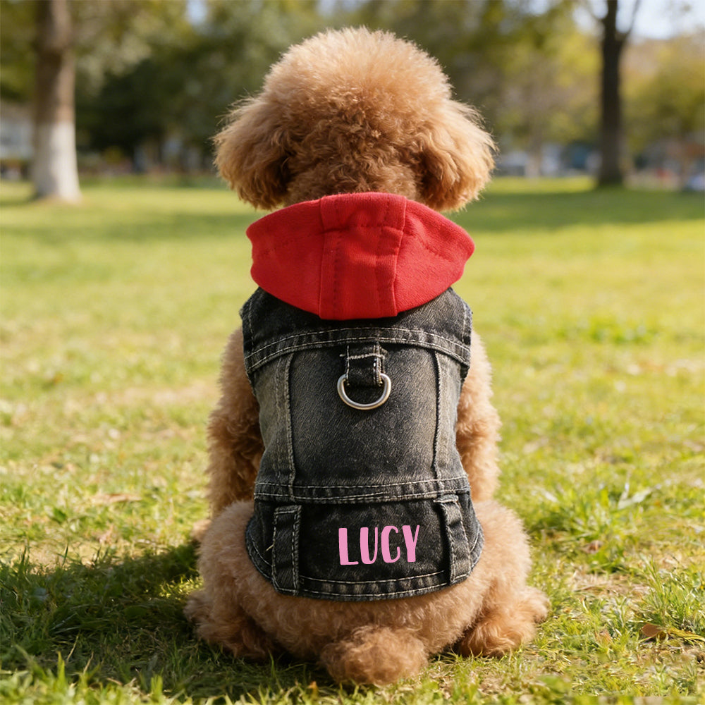 Veste à capuche en jean personnalisée pour animaux de compagnie | inCloth60