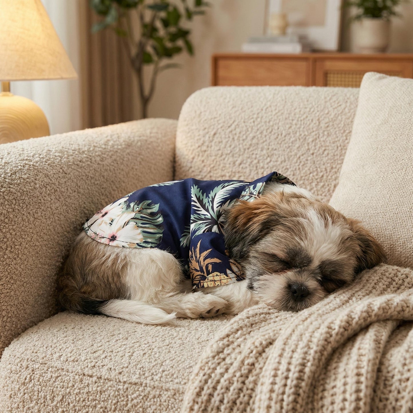 T-shirt Hawaïen Personnalisé pour Animaux avec Patch en Cuir et Nom | inCloth57
