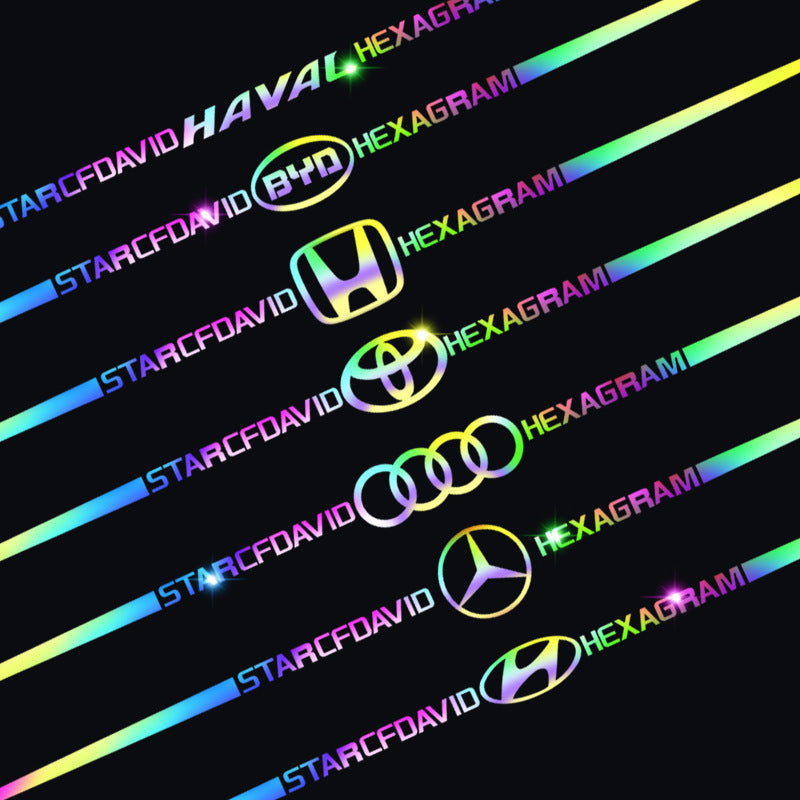 Bunte Auto-Logo-Aufkleber, farbwechselnde Laser-Reflex-Autoaufkleber, personalisierte A-Säulen-, Autotür- und Motorhaubenaufkleber.