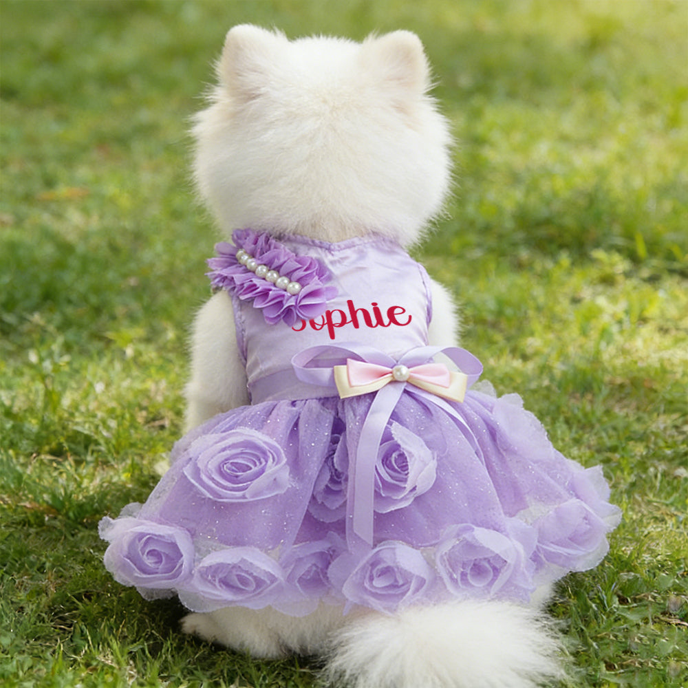 Personalisiertes Haustier-Satinprinzessinnenkleid mit Namen | inCloth50