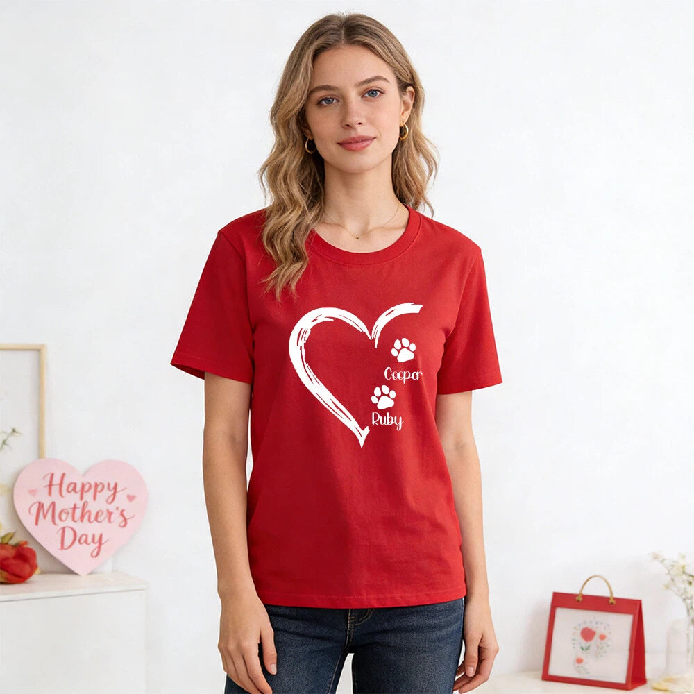 Personalisiertes Muttertag Haustier Mama Herz T-Shirt | inCloth58