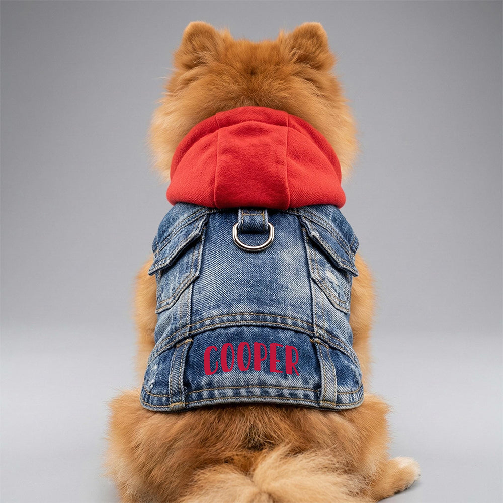 Veste à capuche en jean personnalisée pour animaux de compagnie | inCloth60