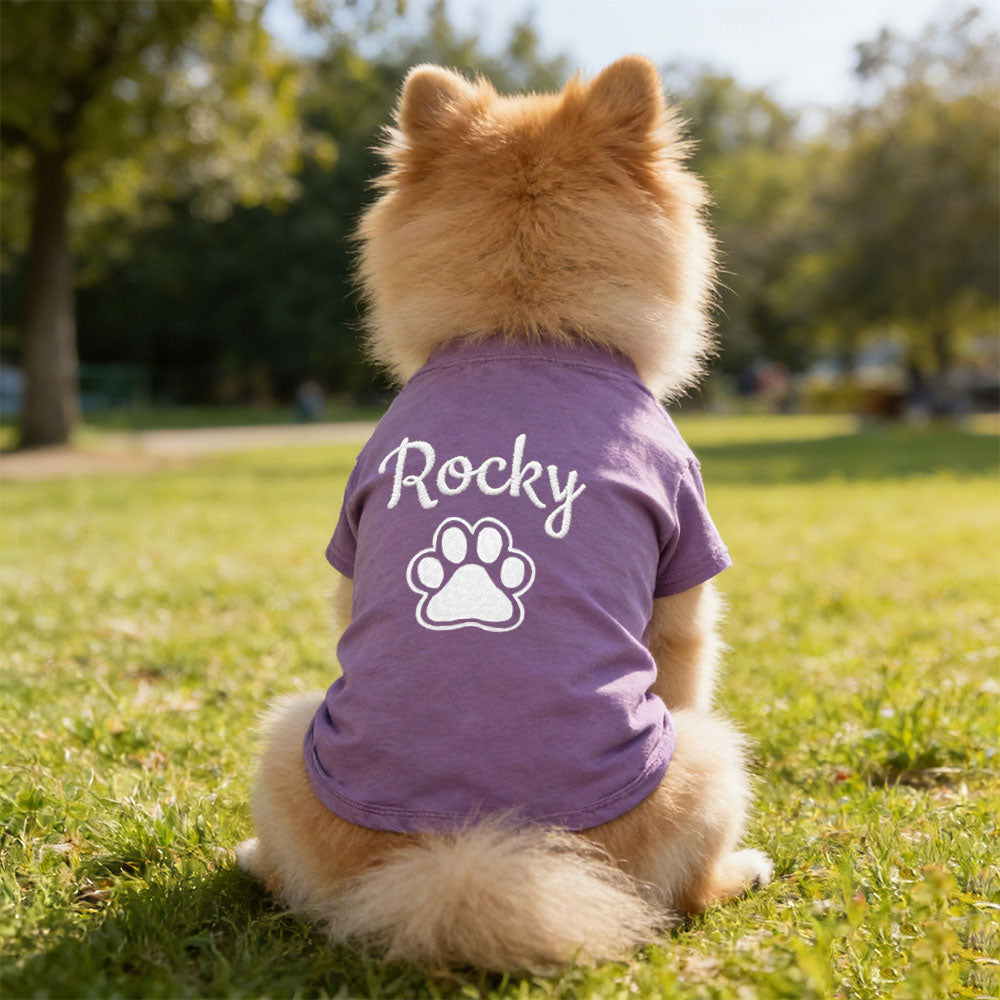 Personalisiertes besticktes Haustier-Sommer-T-Shirt mit Namen | inCloth75