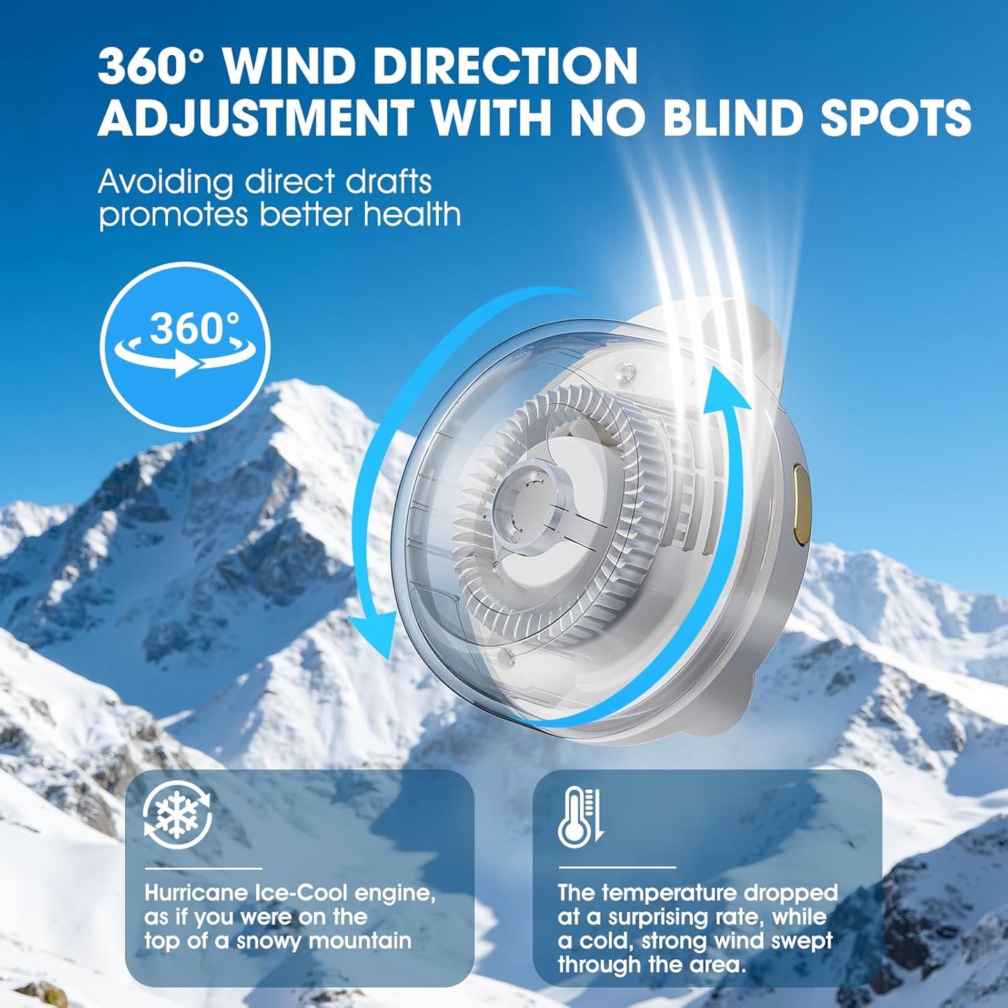 Tragbarer geräuschloser Mini-Ventilator ohne Flügel mit Clip