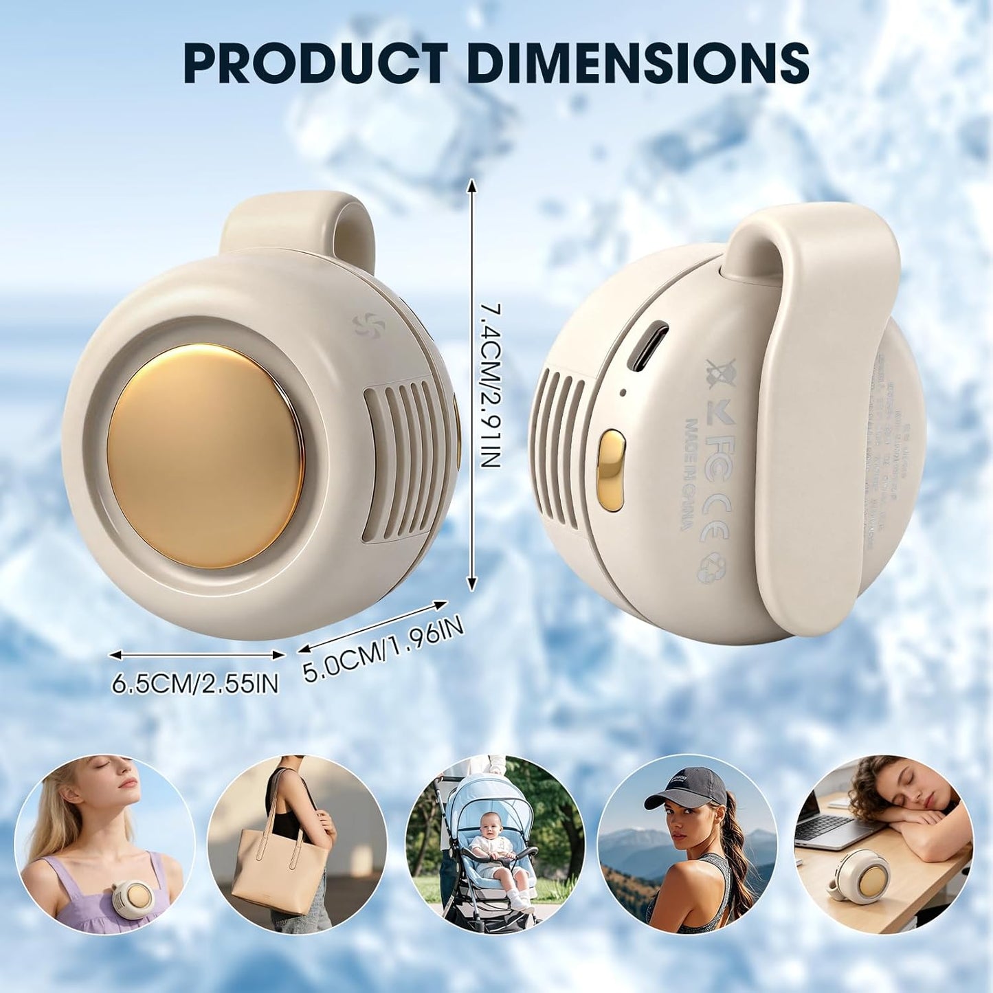 Tragbarer geräuschloser Mini-Ventilator ohne Flügel mit Clip